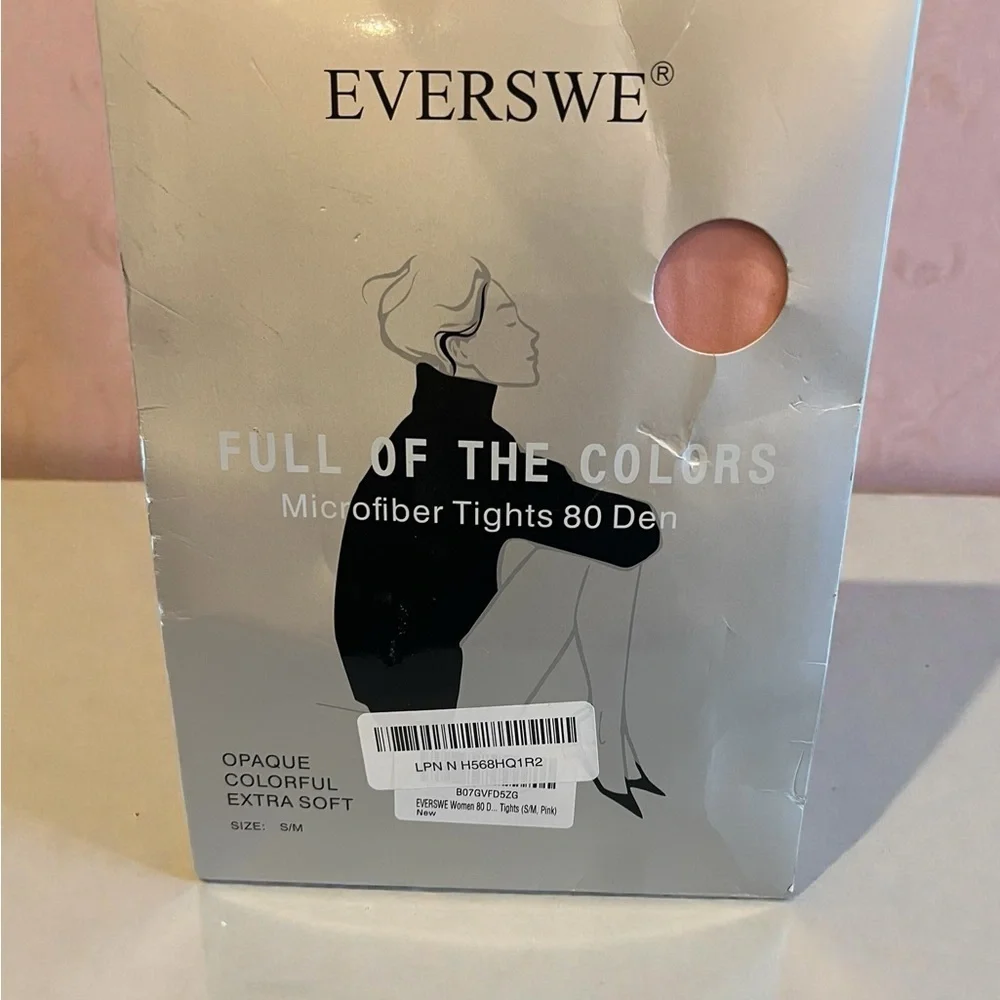 Everswe Women’s 80 Den Soft Opaque Microfiber Tights – Pink S/M NWT